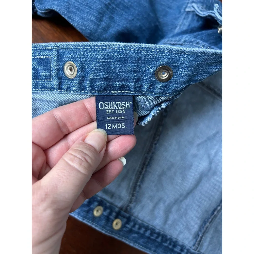 OshKosh Bgosh Kids Blue Denim Trucker Jacket 12 Months Medium Wash Cotton Snap
